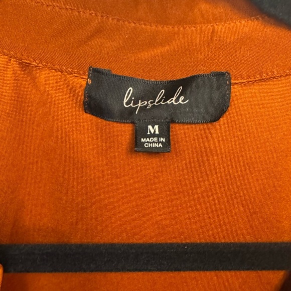 Lipslide Burnt Orange Ruched Button Down Shirt - Picture 3 of 5